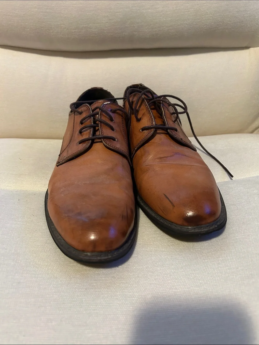 Steve Madden Tan Leather Lace-Up Oxfords